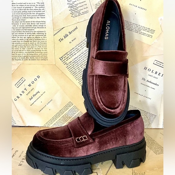 Free People Shoes - Free People Alohas Trailblazer Velvet Platform Loafer Lug Sole Brown